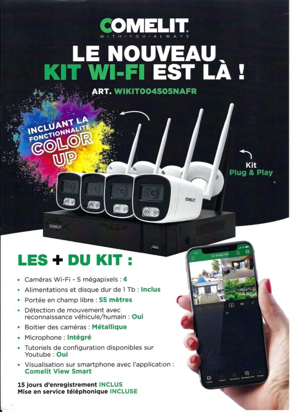 KIT VIDÉOSURVEILLANCE WIFI - COMELIT WIKIT004S05NAFR – Image 2